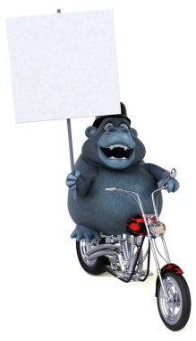 Motosikletli eğlenceli goril - 3D Görüntü