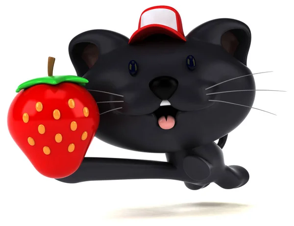 Fun Cat Strawberry Illustration — Stock Photo, Image