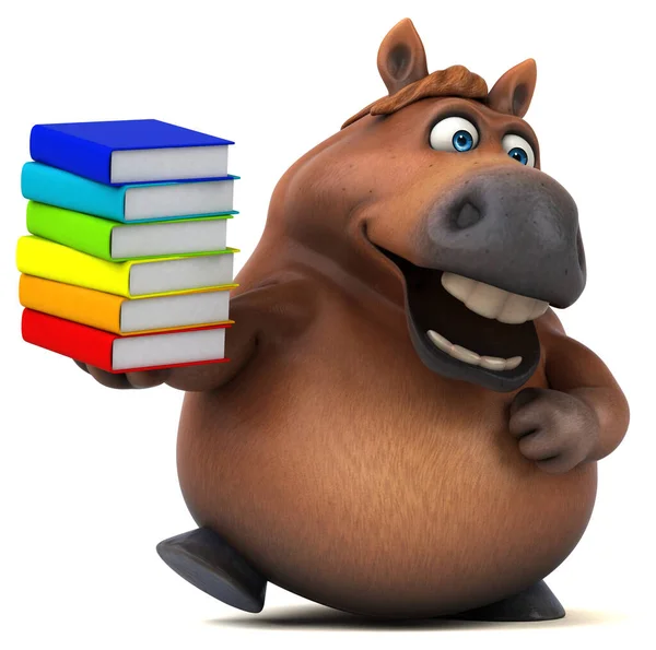 Kitaplı eğlenceli at - 3D Görüntü