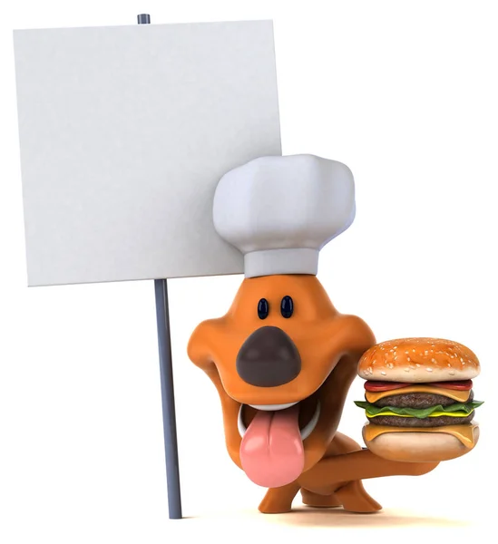 Divertido Perro Con Hamburguesa Ilustración —  Fotos de Stock