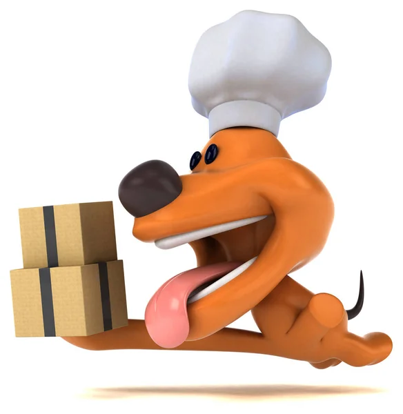 Весела Собака Коробками Ілюстрація — стокове фото