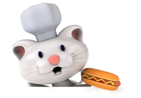 Chat Amusant Avec Hot Dog Illustration — Photo