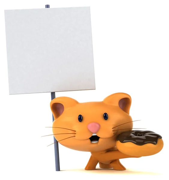 Rolig Katt Med Munk Illustration — Stockfoto