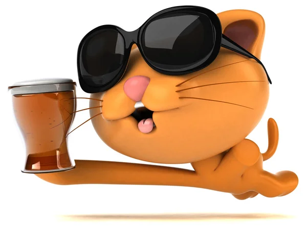 Gato Divertido Con Cerveza Ilustración — Foto de Stock