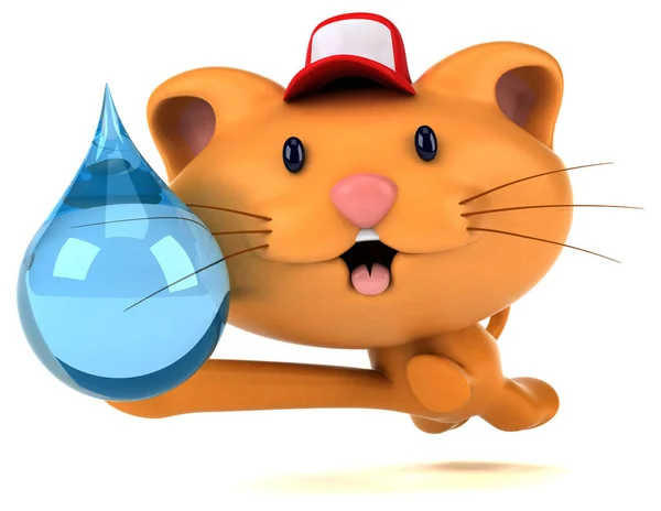 Gato Divertido Con Gota Ilustración — Foto de Stock