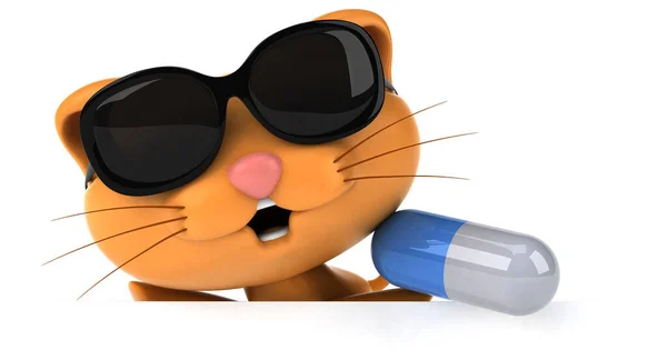 Fun Katze Mit Pille Illustration — Stockfoto