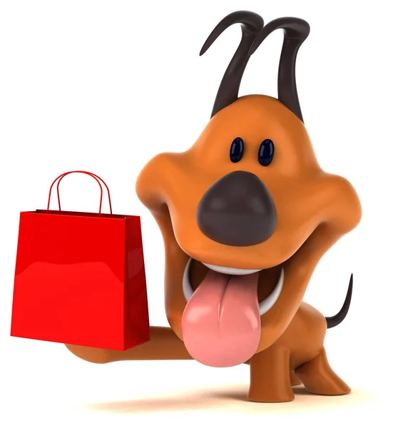 Divertido Perro Con Bolsa Ilustración —  Fotos de Stock