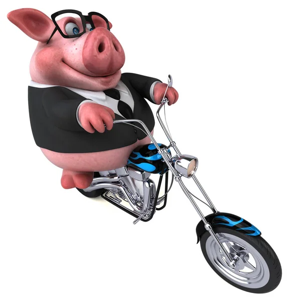 Fun Pig Motorcycle Illustration — Stock Photo, Image