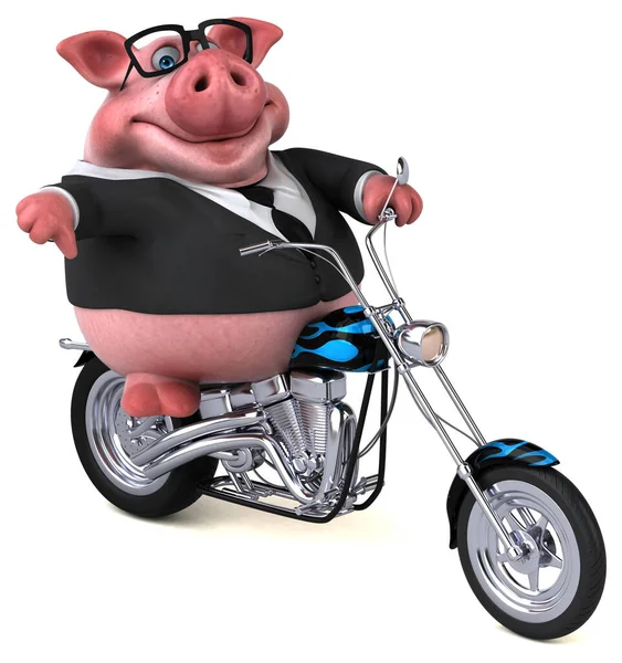 Fun Pig Motorcycle Illustration — Stock Photo, Image