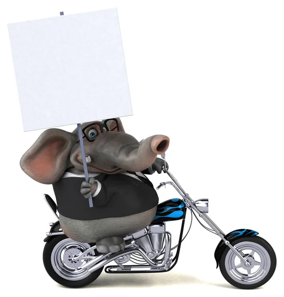 Motosikletli Eğlenceli Fil - 3D Görüntü