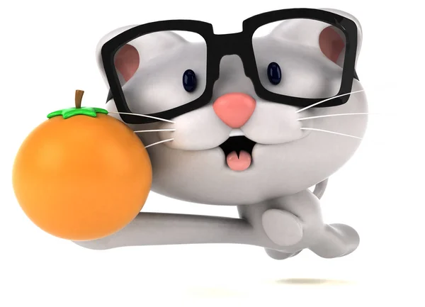 Gato Divertido Con Naranja Ilustración — Foto de Stock