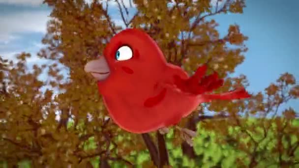 Beautiful Bird Flying Autumn Forest Animation — Stock videók