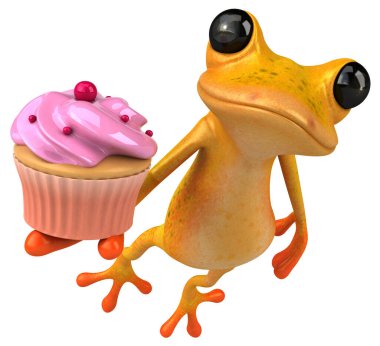 Pastalı eğlenceli kurbağa - 3D Görüntü