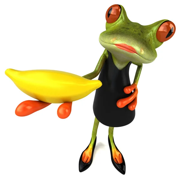 Morsom Frosk Med Banan Illustrasjon – stockfoto