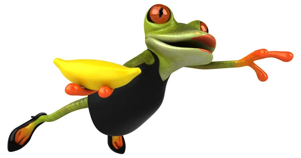 Lustiger Frosch Mit Banane Illustration — Stockfoto