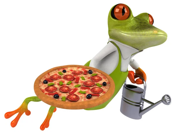 Divertida Com Pizza Ilustração — Fotografia de Stock