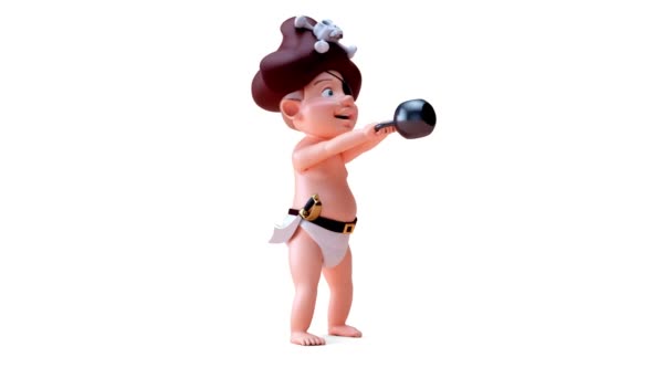 Animation Cartoon Character Baby Pirate Kettlebell — ストック動画