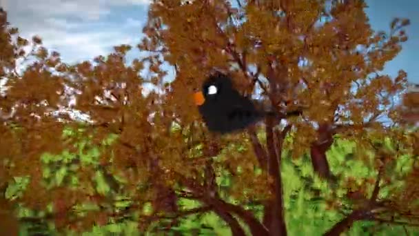 Красивий Птах Літає Лісі Анімація — стокове відео
