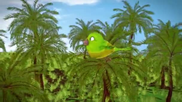 Красивий Птах Літає Лісі Анімація — стокове відео