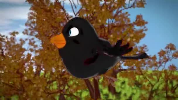 Belo Pássaro Voando Floresta Animação — Vídeo de Stock