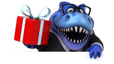 Eğlenceli Trex ile hediye - 3d çizim