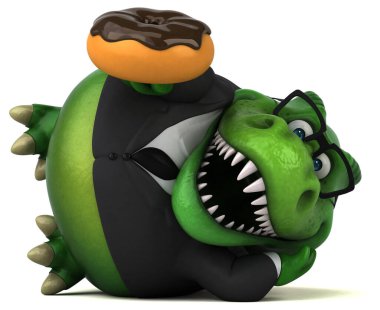 Eğlenceli Trex ile çörek - 3d çizim