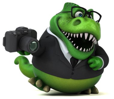 Eğlenceli Trex ile fotoğraf makinesi - 3d çizim