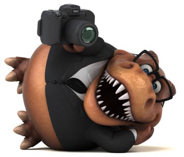 Eğlenceli Trex ile fotoğraf makinesi - 3d çizim