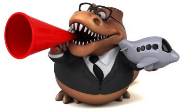 Eğlenceli Trex ile uçak - 3d çizim