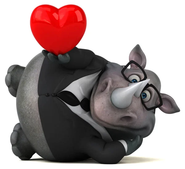 Fun Rhinoceros Heart Illustration — Stock Photo, Image