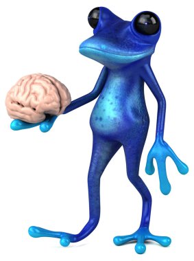 Beyni olan eğlenceli kurbağa - 3D İllüstrasyon 