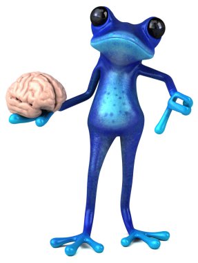 Beyni olan eğlenceli kurbağa - 3D İllüstrasyon 