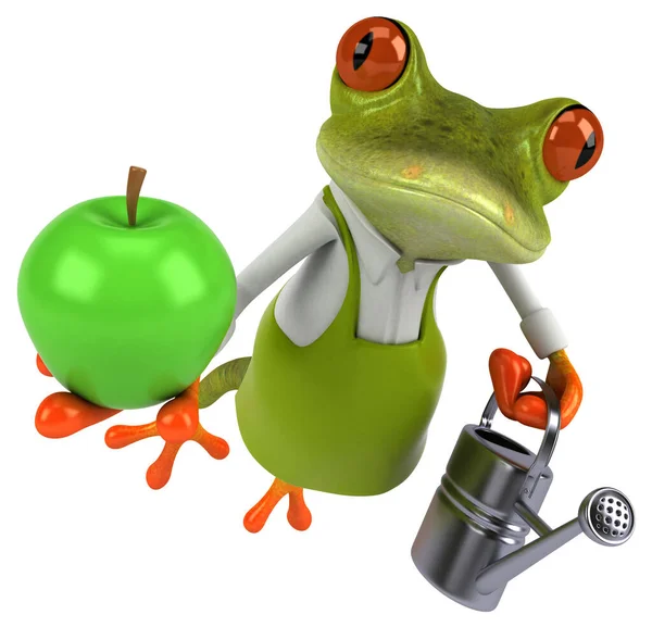 Lustiger Froschgärtner Mit Apfel Illustration — Stockfoto