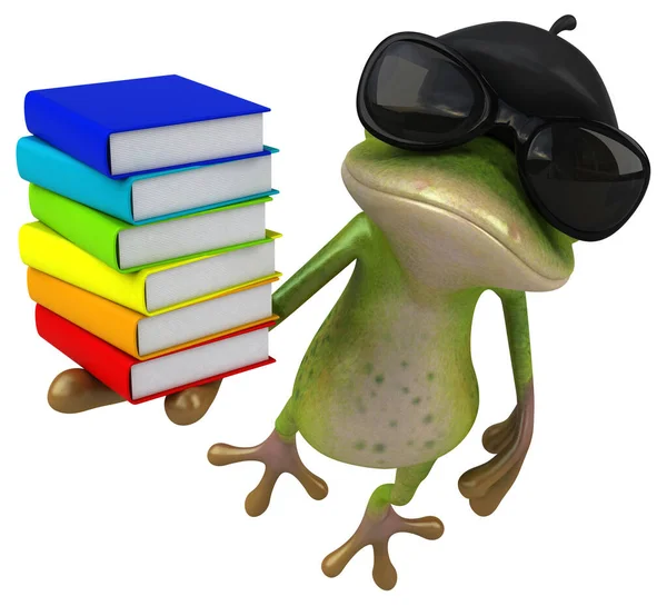 本でカエルを楽しむ 3Dイラスト — ストック写真