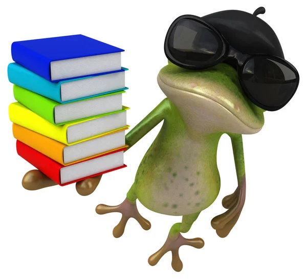 Grenouille Amusante Avec Des Livres Illustration — Photo