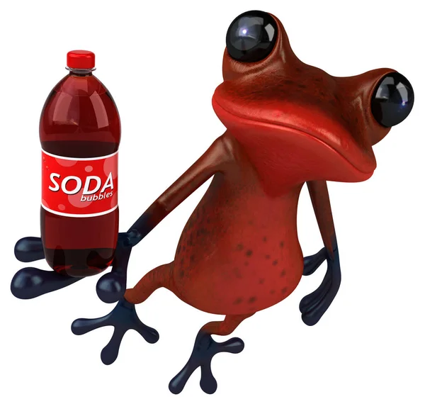 ソーダでカエルを楽しむ 3Dイラスト — ストック写真