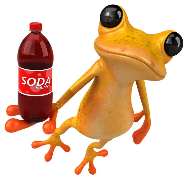 ソーダでカエルを楽しむ 3Dイラスト — ストック写真