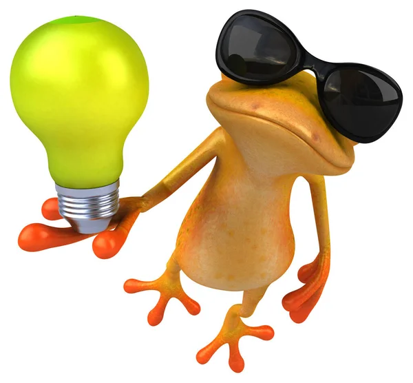 Веселая Лягушка Лампой Иллюстрация — стоковое фото