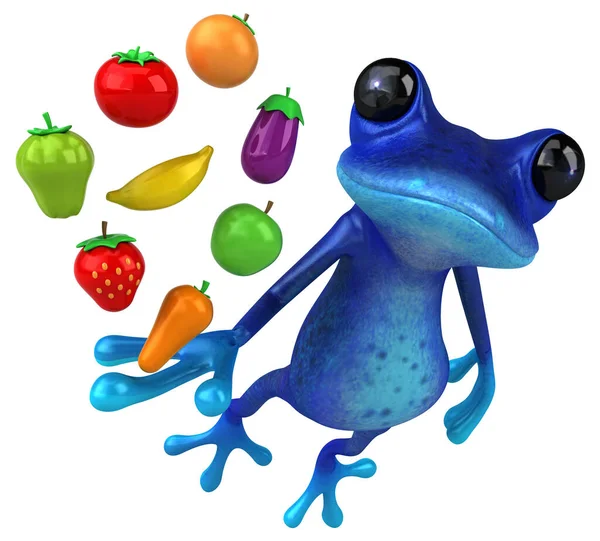 Lustiger Frosch Mit Früchten Illustration — Stockfoto