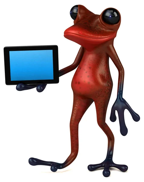 带平板的红色青蛙 3D图解 — 图库照片