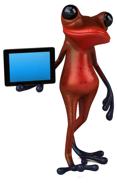 Fun Red Frog Tablet Illustration — Stock Photo, Image