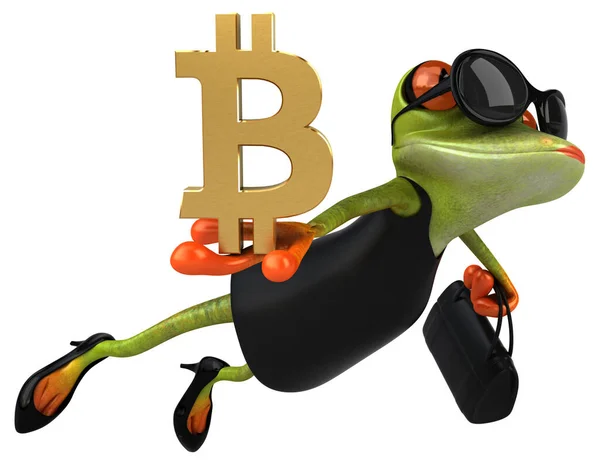 Spaßfrosch Mit Bitcoin Illustration — Stockfoto