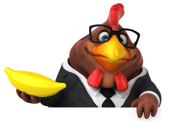 Zabawa Kurczaka Bananem Ilustracja — Zdjęcie stockowe