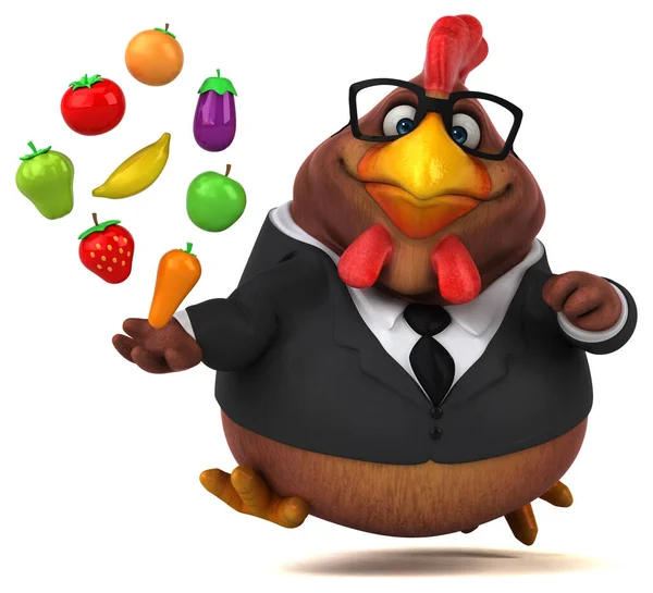 Zabawa Kurczaka Owocami Ilustracja — Zdjęcie stockowe