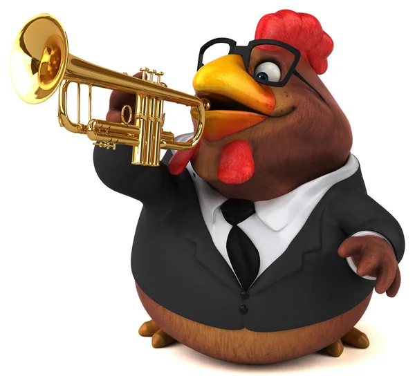 Fun chicken with instrument  - 3D Illustration