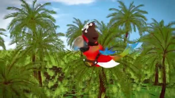 Pirate Parrot Flying Forest Animation — Vídeo de stock