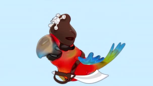 Pirate Parrot Flying Sky Animation — Stock video