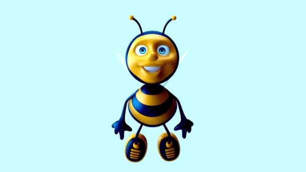Fun Cartoon Character Bee Animation — Vídeos de Stock