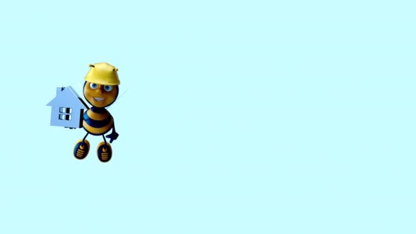 Fun Cartoon Character Bee Builder Animation — Vídeo de Stock