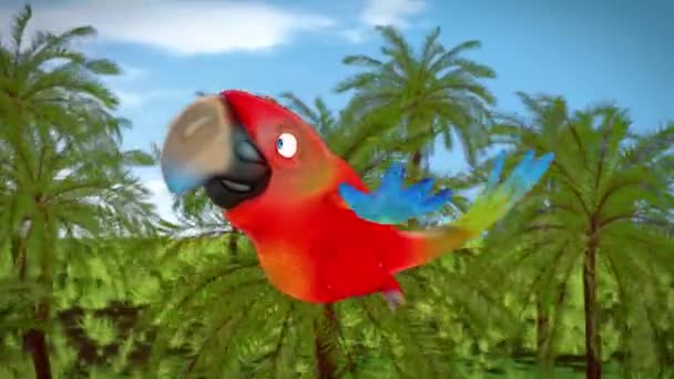 Beautiful Parrot Flying Forest Animation — Vídeos de Stock
